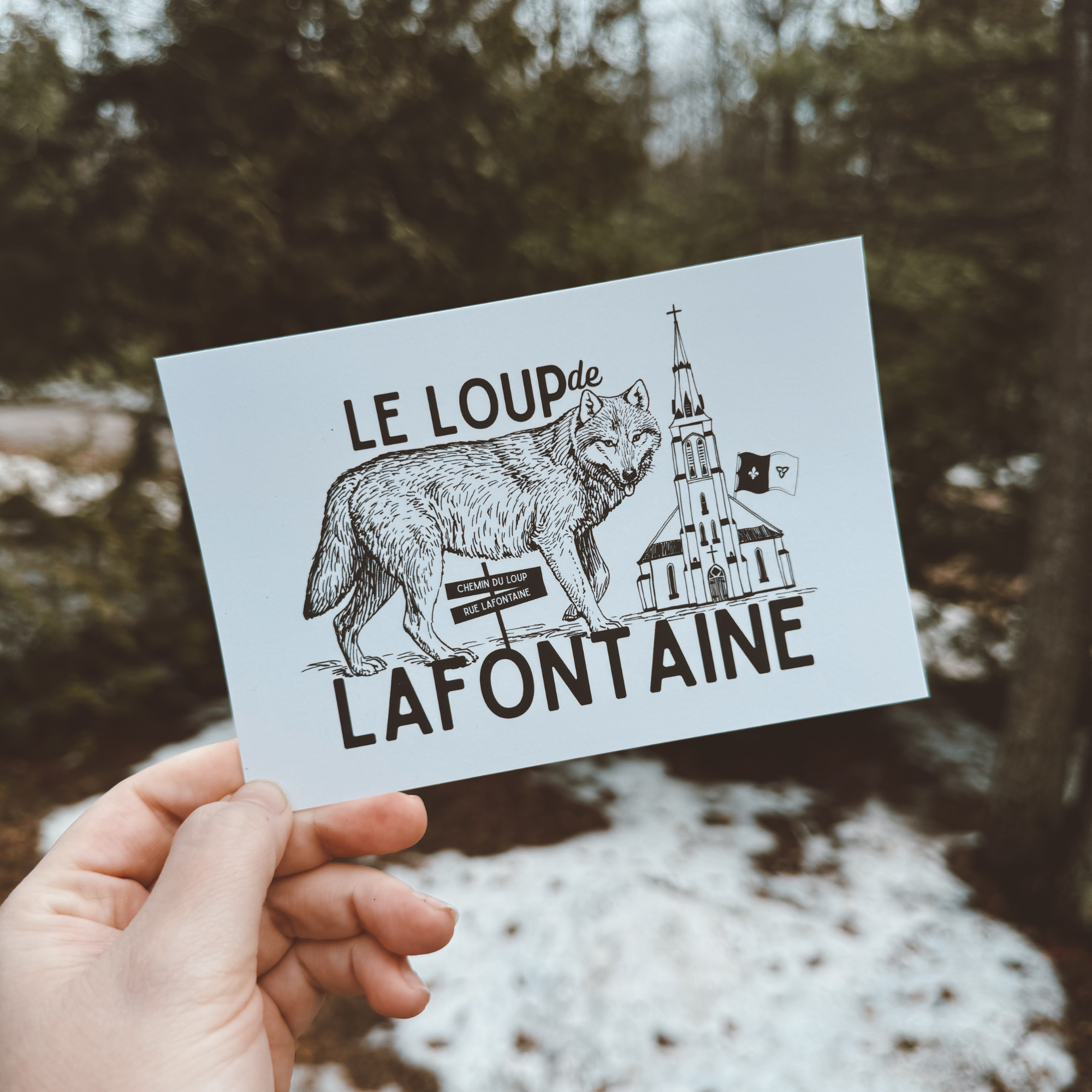 le loup de lafontaine postcard