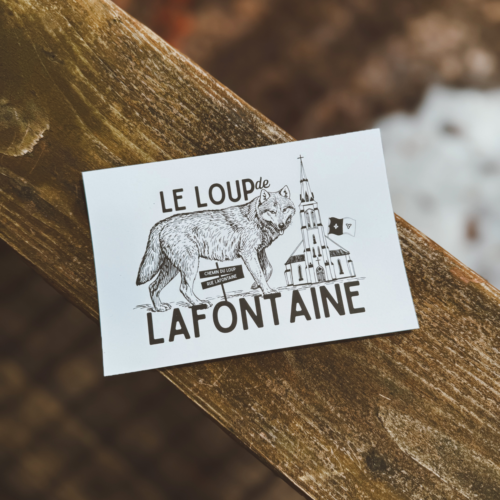 le loup de lafontaine postcard